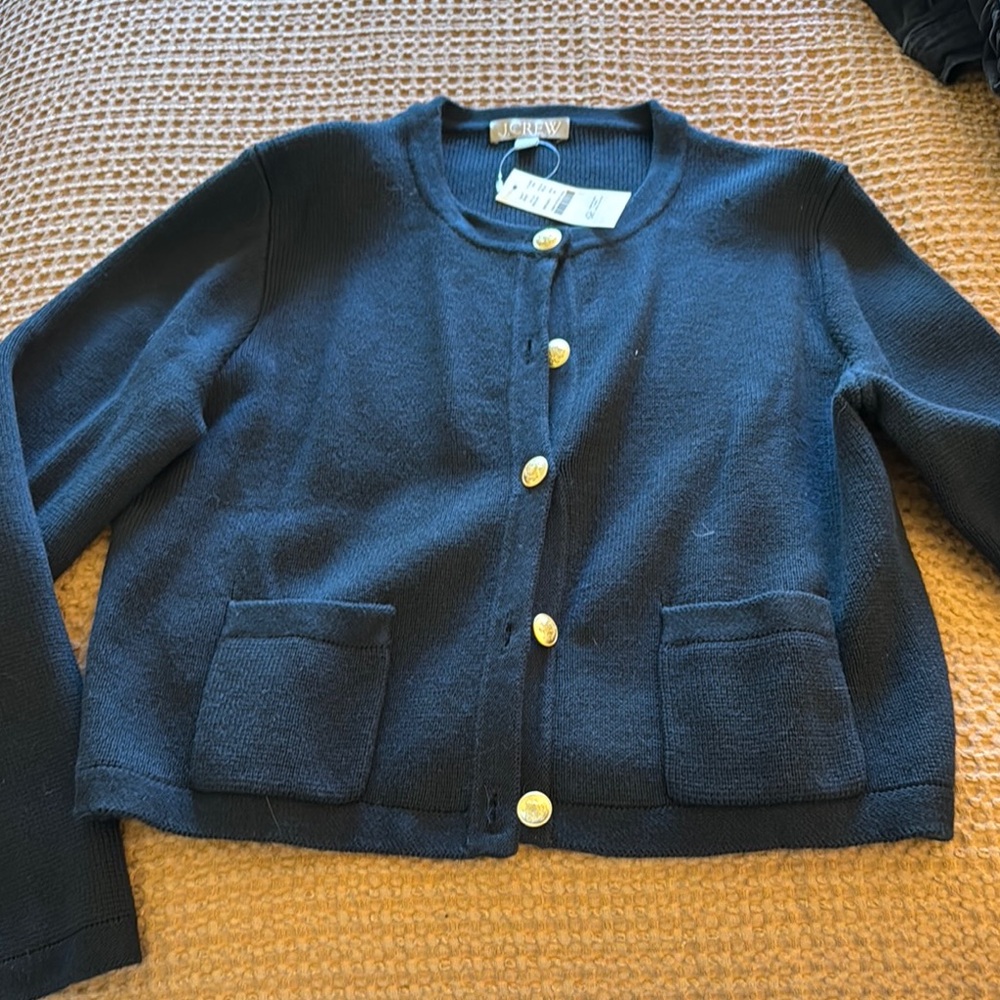 J.Crew Black lady Cardigan with Gold Buttons